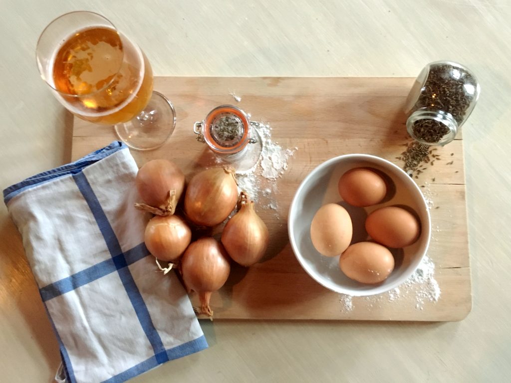 Zutaten für den Zwiebelkuchen